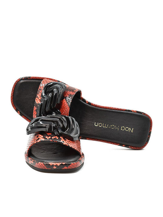 Leder Flache Sandalen für Damen in Rot Farbe