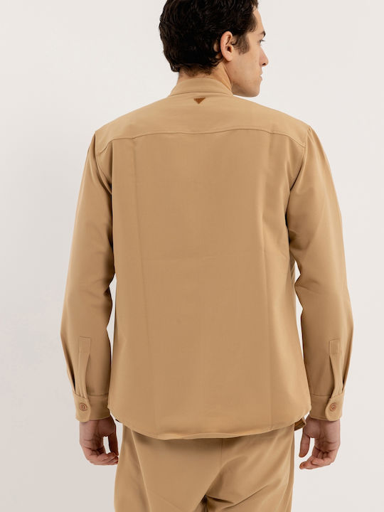 Vittorio Artist Herrenhemd Overshirt Langärmelig Beige