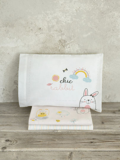 Nima Baby Bettbezug Set mit Kissenbezug Chic Rabbit Rosa 110x145cm.