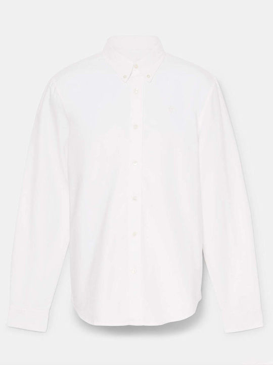 Long Sleeve Cotton Shirt in Regular Fit White