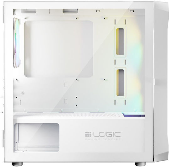 Logic Portos ARGB Gaming Mini Tower Computer Case with White Side Window