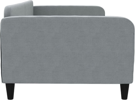 Canapea Pat Single Gri cu Lamele pentru Saltea 100x200cm