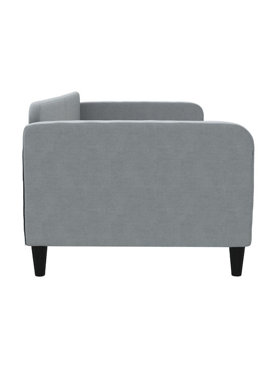 Canapea Pat Single Gri cu Lamele pentru Saltea 90x190cm
