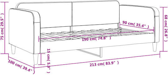 Sofa Bett Einzelbett Mit Stoff bezogen Gray mit Latten für Matratze 90x190cm