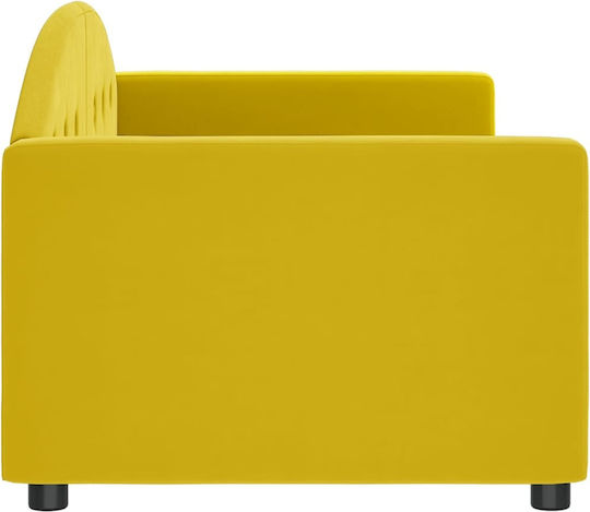 Sofa Bed Single Upholstered with Fabric Yellow with Slats for Mattress 80x200cm