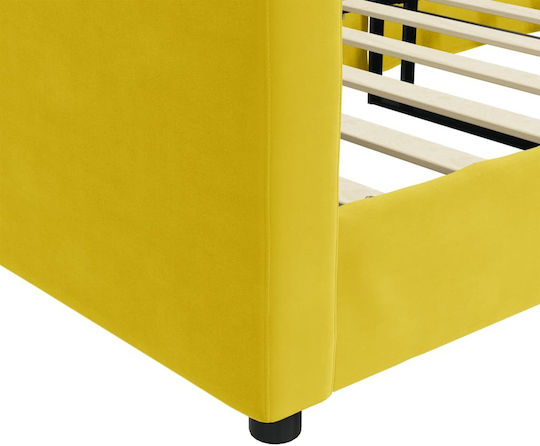 Sofa Bed Single Upholstered with Fabric Yellow with Slats for Mattress 80x200cm