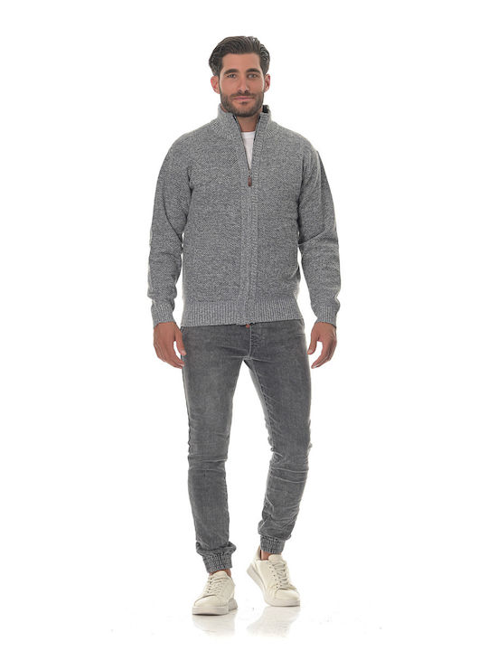 G Secret Men's Fleece Cardigan with Zipper Gray