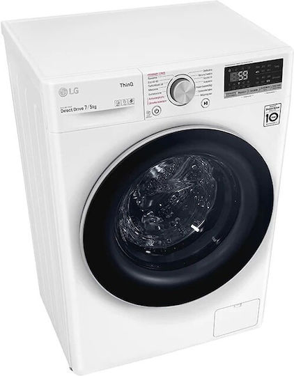 LG Πλυντήριο-Στεγνωτήριο Ρούχων 7kg/5kg Ατμού 1200 Στροφές με Wi-Fi