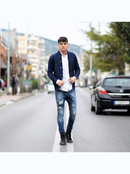 Herren Strickjacke mit Knöpfen Blau