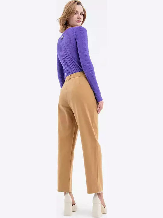 Damen Stoff Hose Braun
