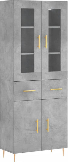 Bodenständige Wohnzimmer Vitrine aus Spanplatte mit Verglasung 69.5x34x180cm Bodenständige Wohnzimmer Vitrine aus Spanplatte mit Verglasung 69.5x34x180cm