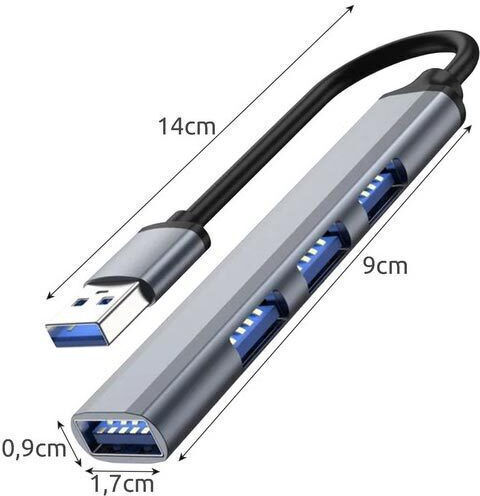 Izoxis USB 3.0 4 Port Hub with USB-A Connection Gray