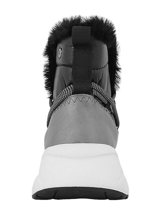 Leder Stiefeletten Damen mit Pelz Schwarz