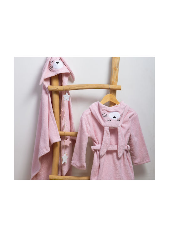 Nef-Nef Hooded Baby Bathrobe Pink