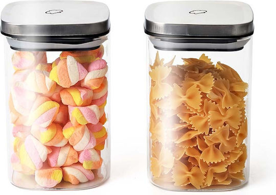 Luigi Ferrero Set of 2 General Use Glass Jars with Transparent Lid 1200ml 2 Pieces