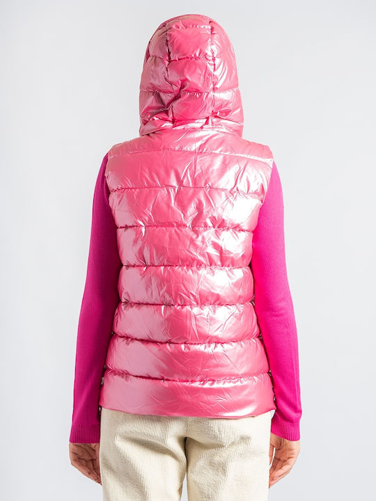 InShoes Kurz Damen Ärmellos Puffer Jacke für Winter Rosa