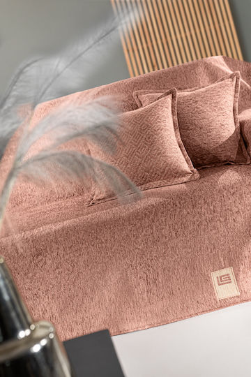 Guy Laroche Matis Sofa Throw 2 Seater 2 Sides Chenille 180x250cm Salmon