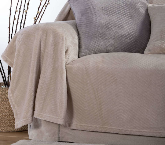 Nef-Nef Homeware Dakari Ριχτάρι Τριθέσιου Καναπέ Ζακάρ 180x300εκ. Ecru