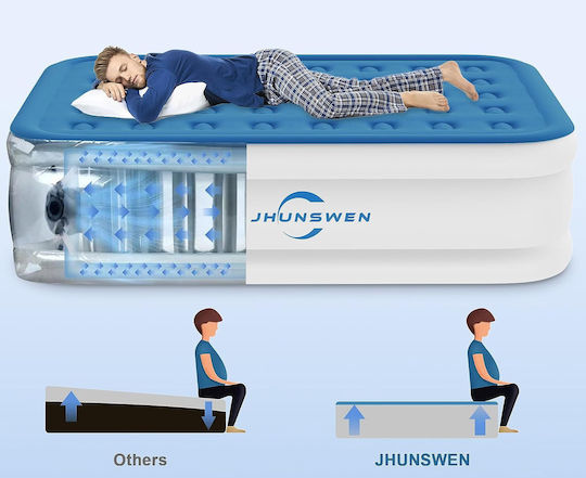 Jhunswen Inflatable Single Air Mattress with Integrated Electric Pump 191x99x48cm