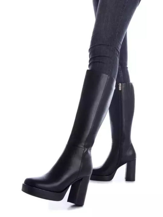 Xti Synthetic Leather High Heel Women's Boots Black