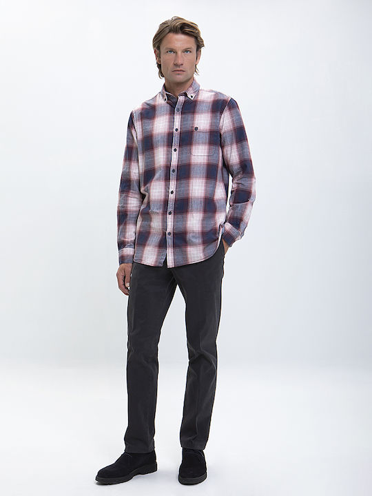 Basefield Men's Shirt Long Sleeve Checked Red