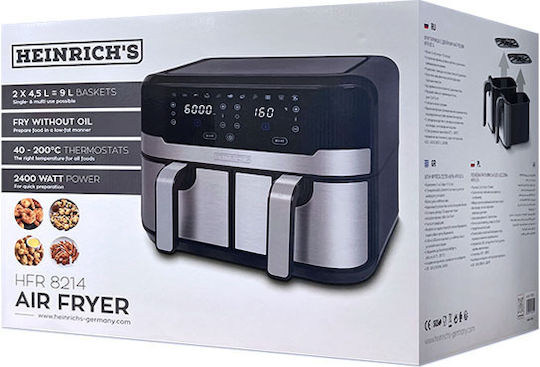 Heinrich's 236-0039 Air Fryer with Double Detachable Basket 9lt Black