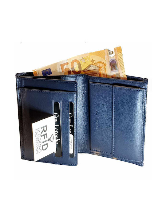 Guy Laroche 37708 Men's Leather Card Wallet with RFID Blue