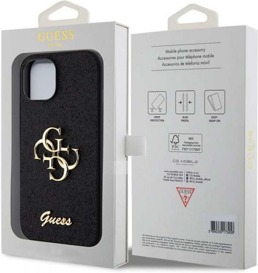 Guess Glitter Script Back Cover Metallic Black (iPhone 15)