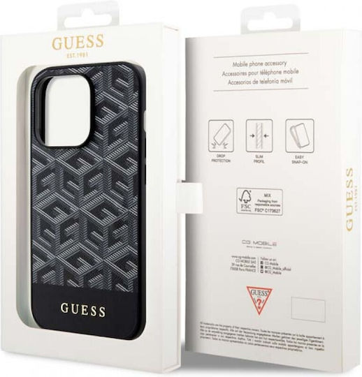 Guess G Задна корица Пластмаса / Текстил Черен (iPhone 15 Pro Max)