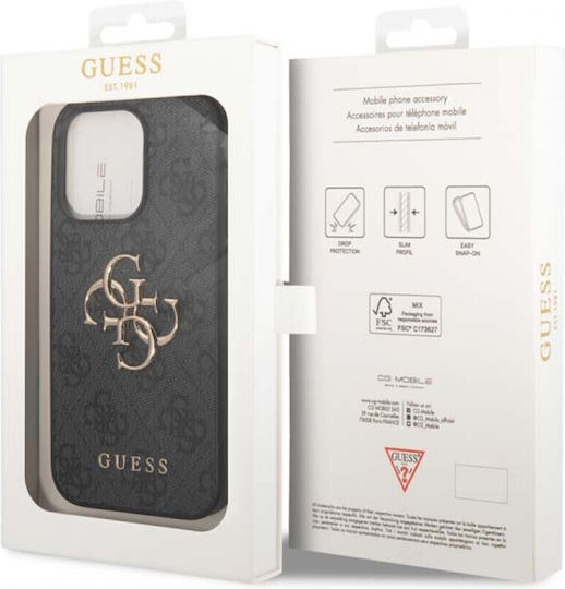 Guess Metal Logo Umschlag Rückseite Kunststoff Gray (Apple iPhone 15 Pro)