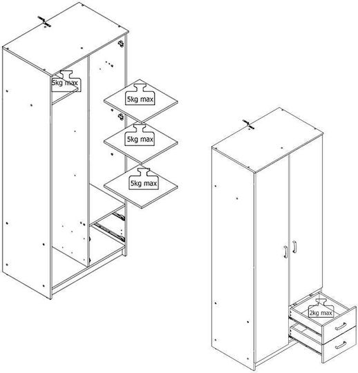 Двойна врата Гардероб Hana 80x52x205см