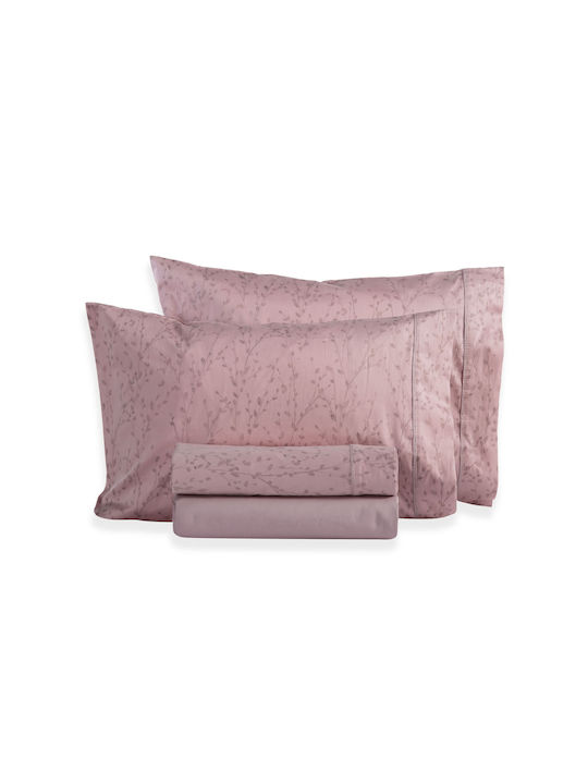 Nef-Nef Homeware Estia Super Double Cotton Satin Duvet Cover Set with Pillowcases 240x230 Pink