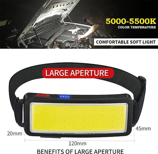 Ideahellas Rechargeable Headlamp LED IP64 with Maximum Brightness 1600lm 4pcs Black