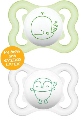 Mam Orthodontic Pacifiers Rubber Whale-Whale Green-White for 2-6 months 2pcs