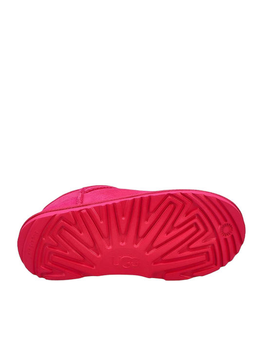 Classic Suede Kids Boots with Zipper Fuchsia