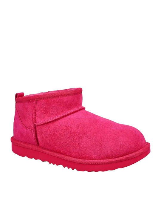 Classic Suede Kids Boots with Zipper Fuchsia
