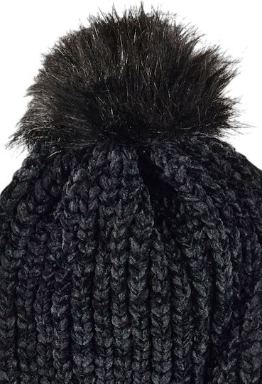 Pom Pom Beanie Beanie Knitted in Black color