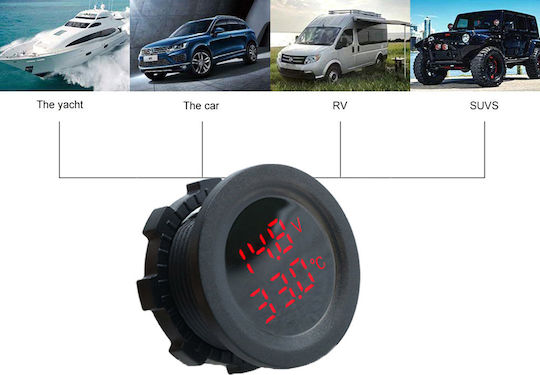 Αναλογικό Όργανο Βολτόμετρο Αυτοκινήτου 22mm για τοποθέτηση στον Αεραγωγό