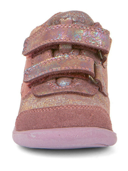 Anatomisch Lederne Kinderstiefeletten mit Klettverschluss Rosa