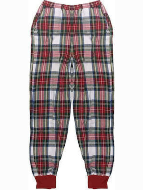 Happy People Men's Winter Cotton Checked Pajama Pants Red