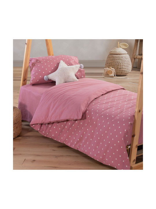 Nef-Nef Homeware Precious Set Kids Duvet Cover Single with Pillowcase Cotton Rose 160x230cm