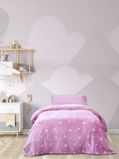 Kocoon Κουβέρτα Fleece Glow Star Φωσφορίζουσα Ροζ 150x220εκ.