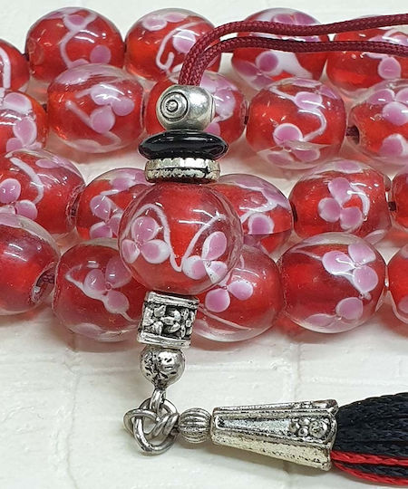 Roloi Komboloi Glass Worry Beads with 12 Beads Red 33cm