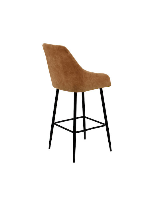 Stool Bar with Backrest Metallic Empower Black Velvet-Black Metal 49x49x97cm