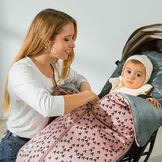 Interbaby Montan Universal Ποδόσακος Καροτσιού Ροζ με Βελούδινη Επένδυση 90x46εκ.