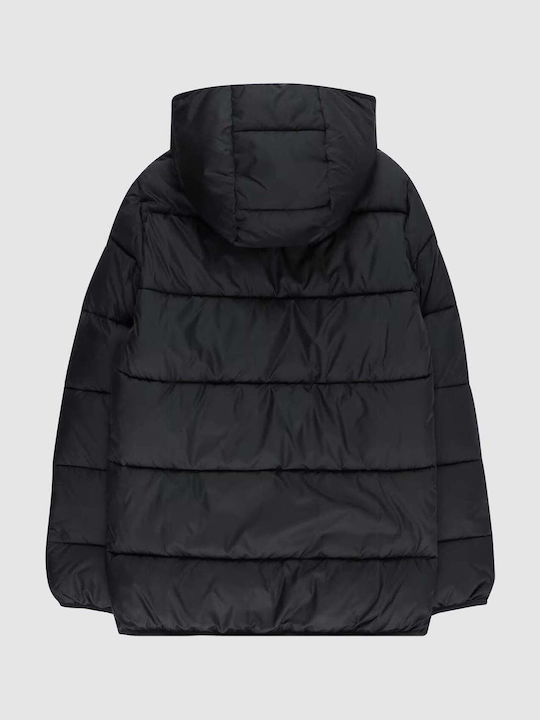 Kinder Steppjacke mit Kapuze Schwarz