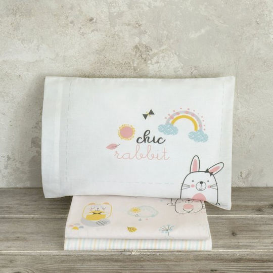 Nima Chic Rabbit Seturi de cearșafuri pentru bebeluși Pentru Cradle Bumbac Roz 70x110buc 2buc
