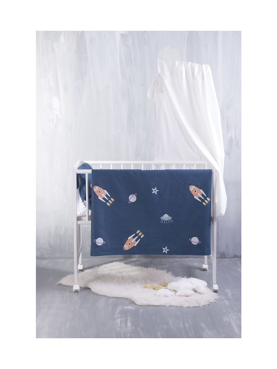 Rythmos Spaceship Baby Sheet Cradle Cotton Blue 80x110cm