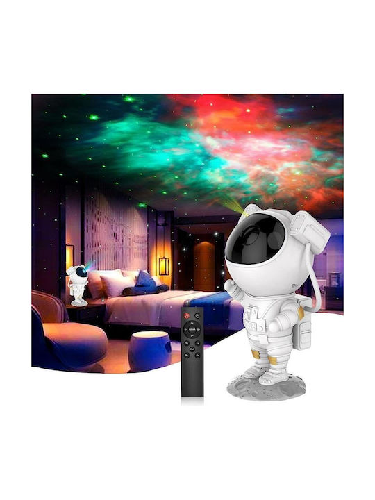 Led Παιδικό Φωτιστικό Projector με Προβολή Αστεριών Λευκό