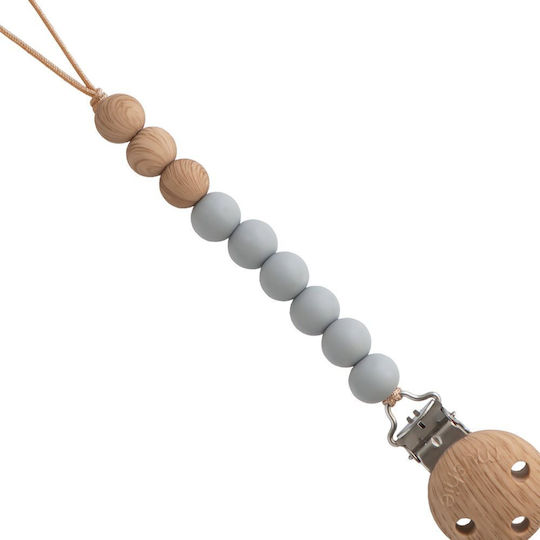 Mushie Chain Pacifier Eva with Beads made of Wood Gray